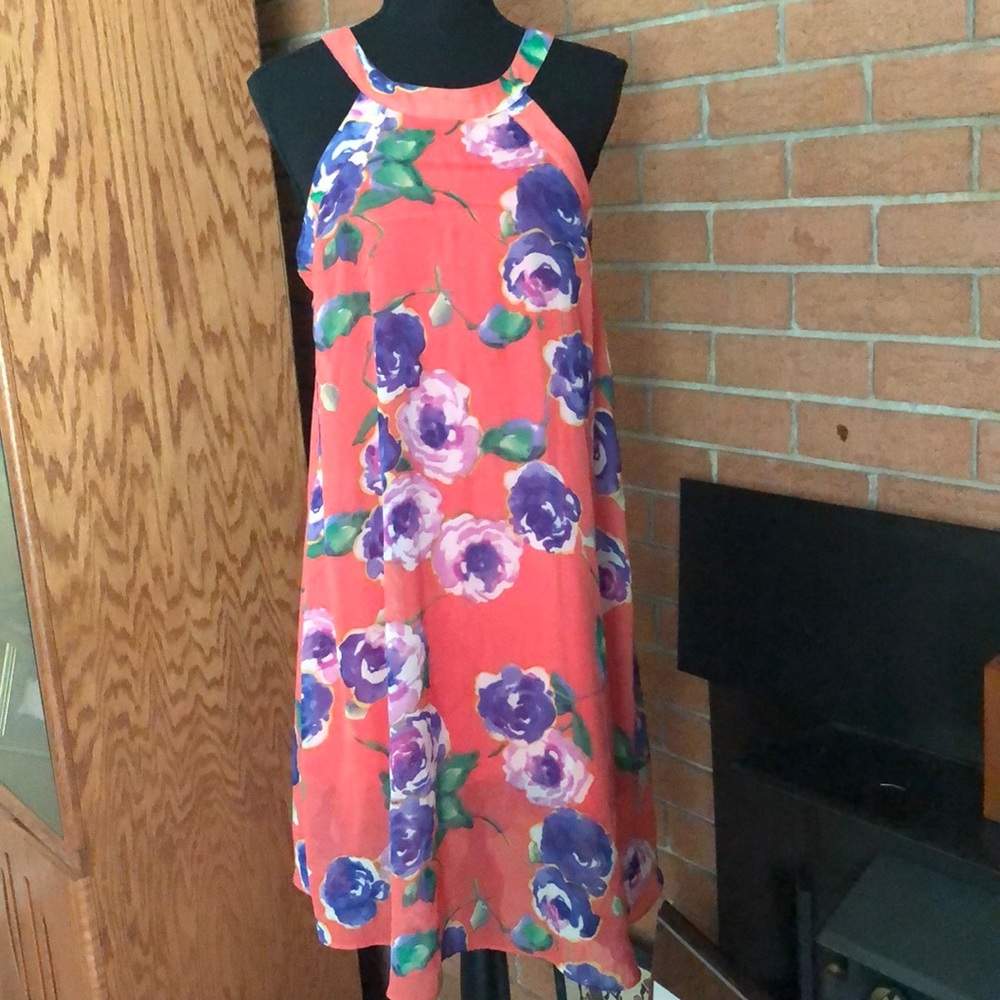🍑BETSEY JOHNSON🍑FLORAL HALTER TRAPEZE DRESS🍑